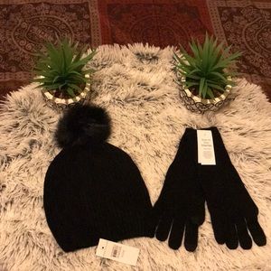 Cashmere Faux Fur Hat and Glove set